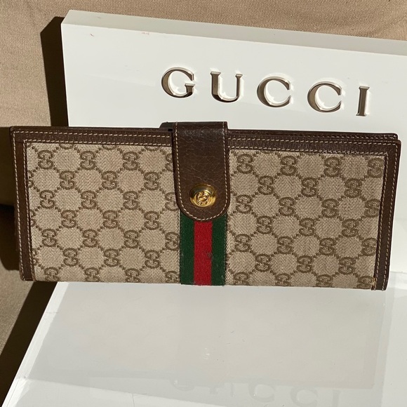 GUCCI Rare Vintage Web Stripe Ticket Case Wallet/Clutch - Picture 2 of 14